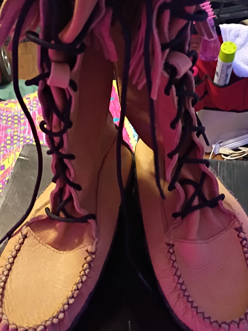 Handwoven Genuine Moose Leather Lace-Up Moccasins Boots